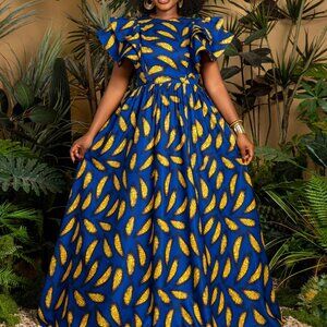 Plus Chic African Print Maxi Casual Dress